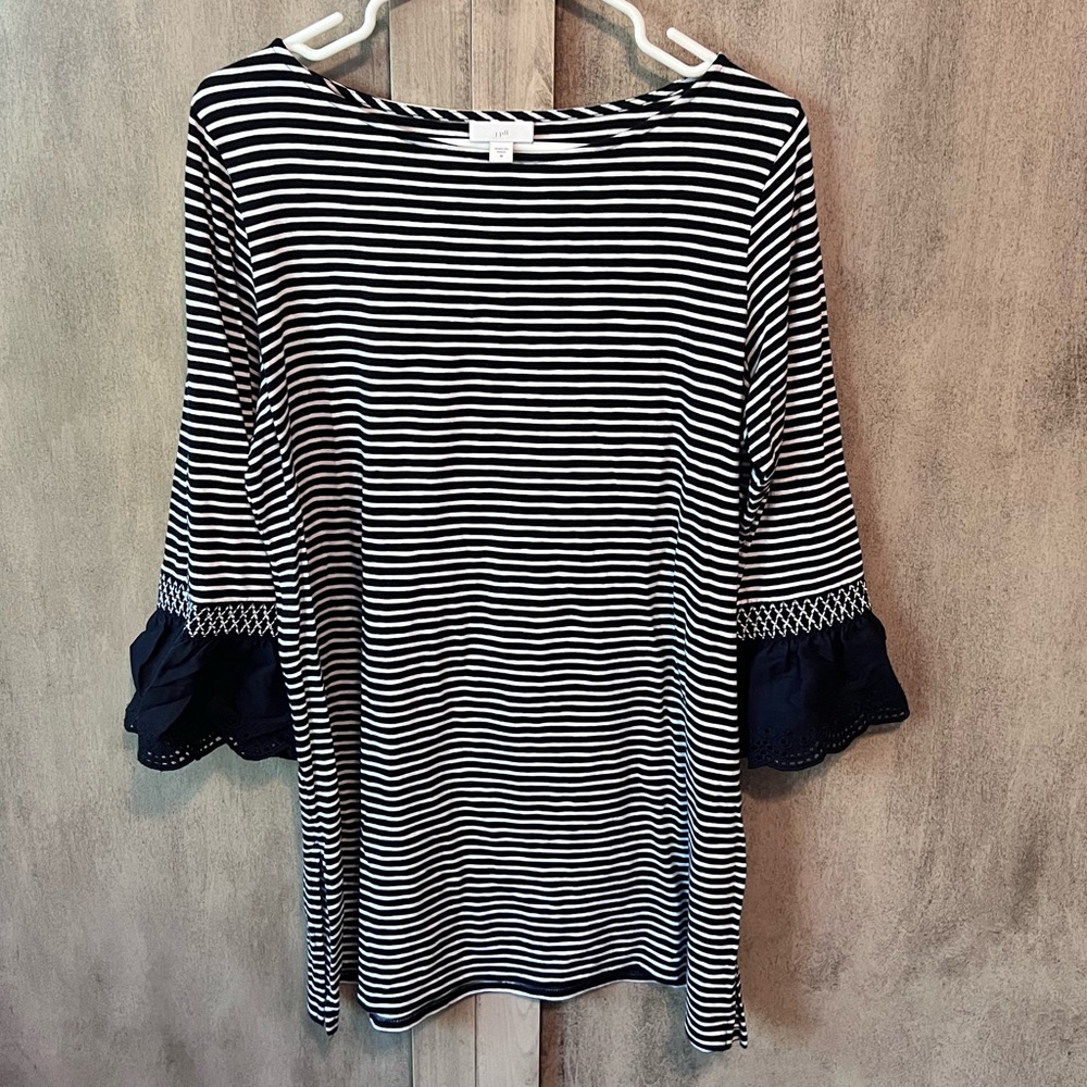 J.Jill Navy Striped Tunic Top